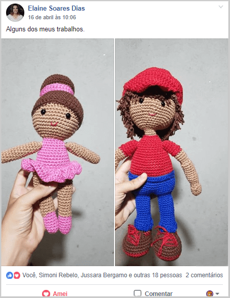 amigurumi de mario bros e bailarina